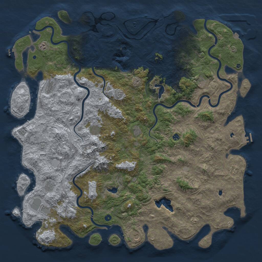 Rust Map: Procedural Map, Size: 6000, Seed: 142505, 17 Monuments