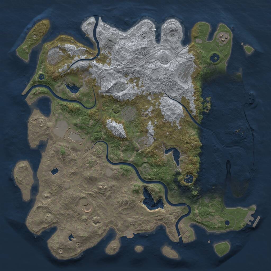 Rust Map: Procedural Map, Size: 4500, Seed: 1150009644, 15 Monuments
