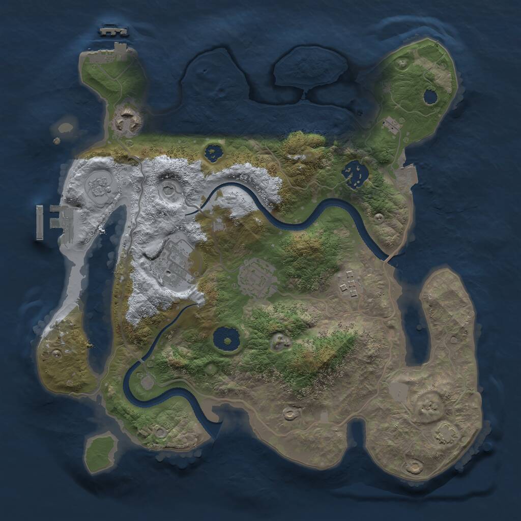 Rust Map: Procedural Map, Size: 3000, Seed: 82421, 11 Monuments