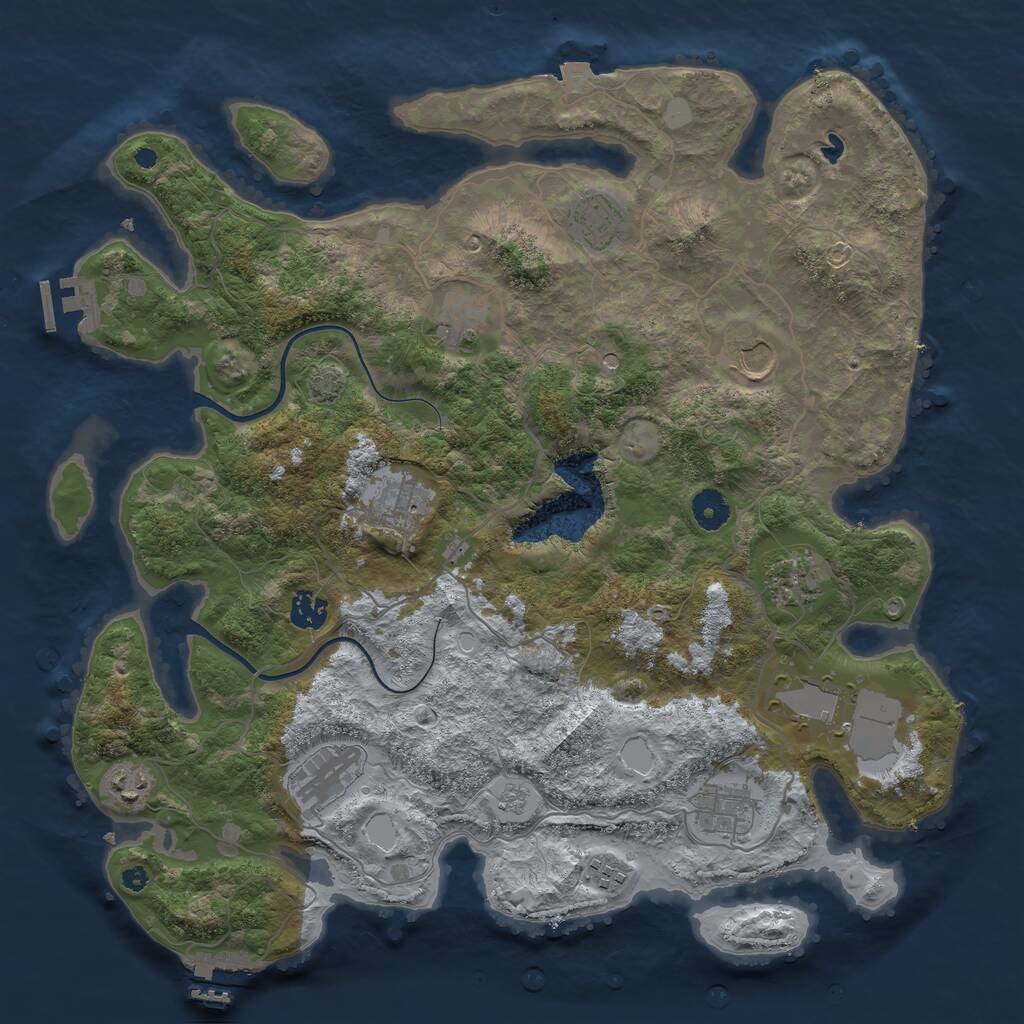 Rust Map: Procedural Map, Size: 4000, Seed: 1708747774, 17 Monuments