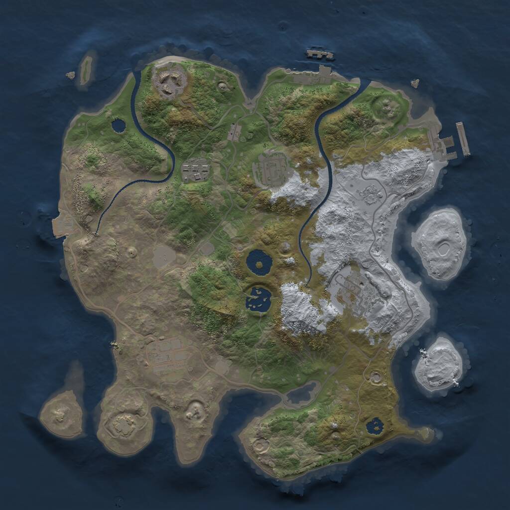 Rust Map: Procedural Map, Size: 3000, Seed: 669726539, 11 Monuments