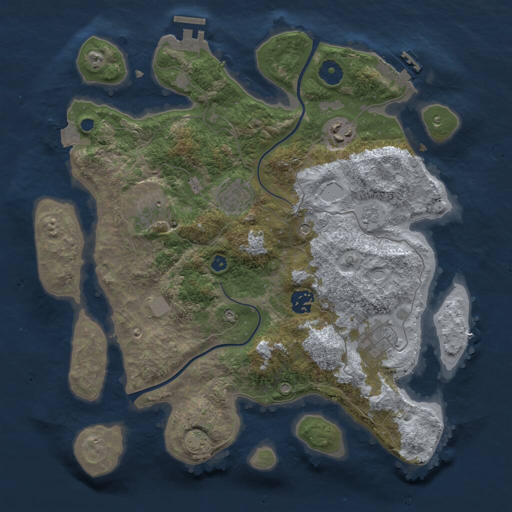 Rust Map: Procedural Map, Size: 3250, Seed: 783599965, 11 Monuments