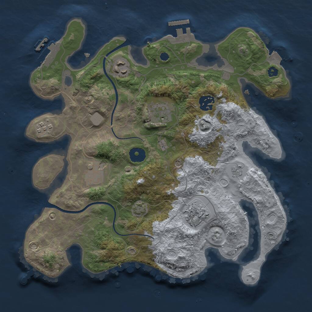 Rust Map: Procedural Map, Size: 3000, Seed: 1803633448, 12 Monuments