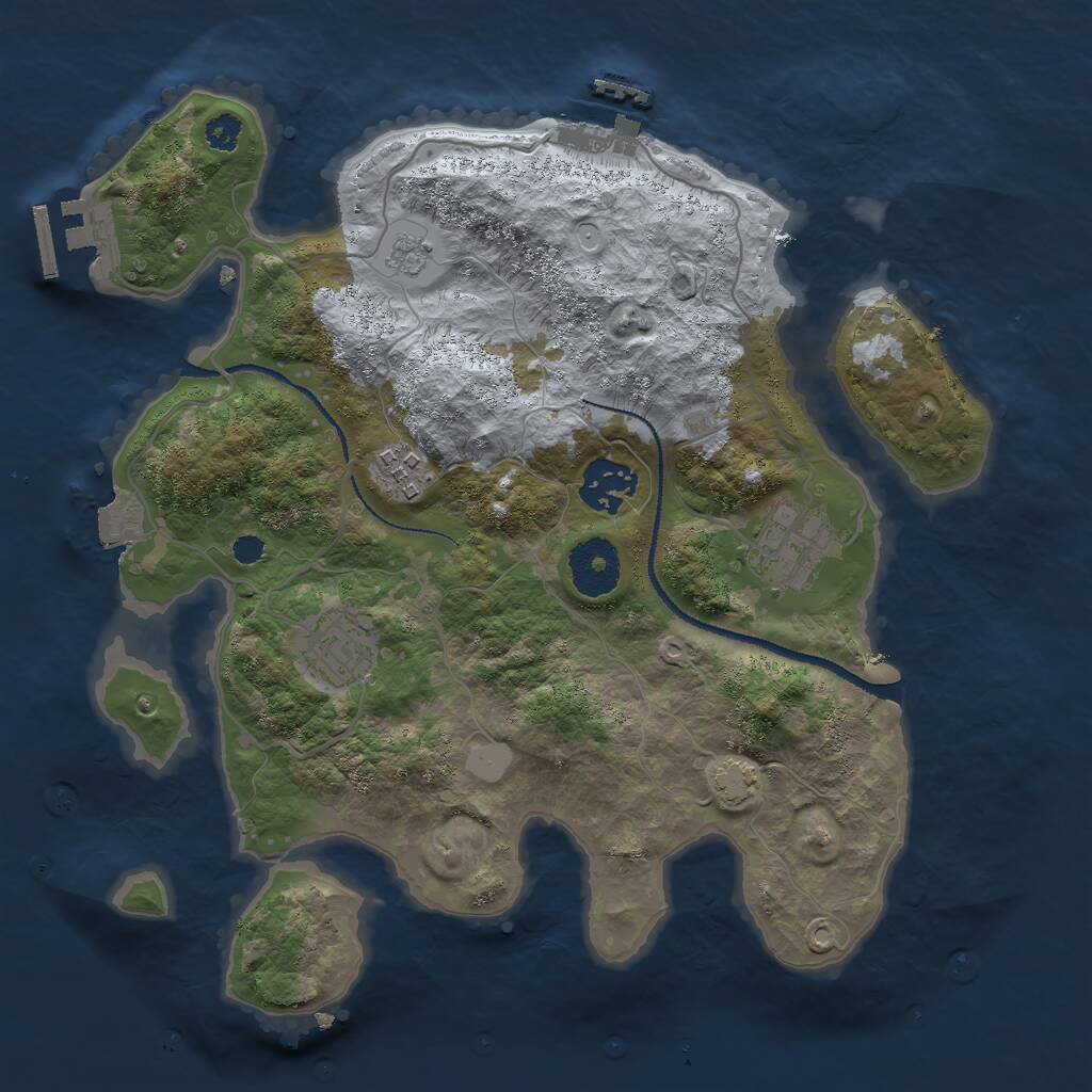 Rust Map: Procedural Map, Size: 3000, Seed: 1423148386, 9 Monuments