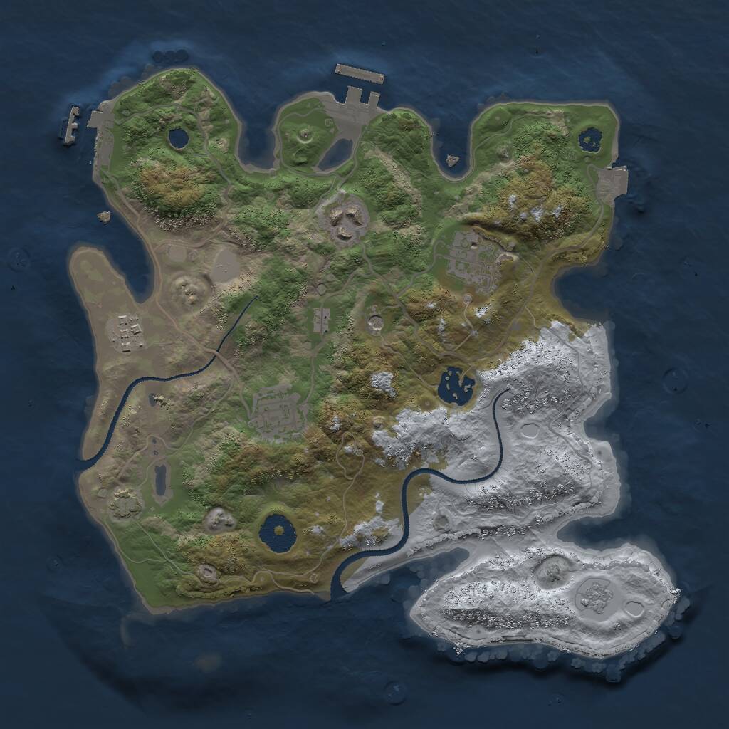 Rust Map: Procedural Map, Size: 3000, Seed: 2472119, 11 Monuments