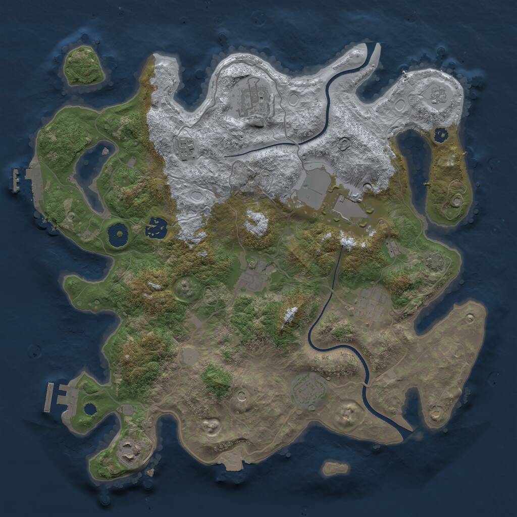 Rust Map: Procedural Map, Size: 3500, Seed: 1009179487, 14 Monuments