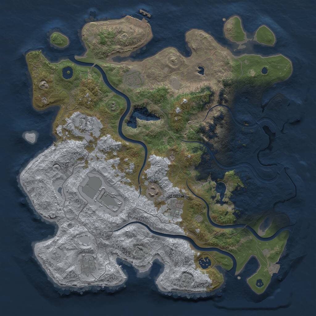 Rust Map: Procedural Map, Size: 4000, Seed: 1313552347, 14 Monuments