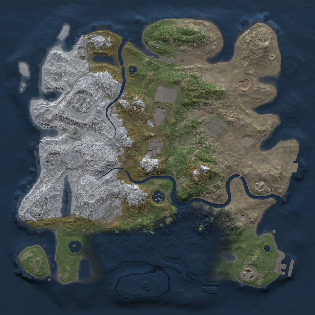 Rust Map: Procedural Map, Size: 3850, Seed: 35010021, 15 Monuments