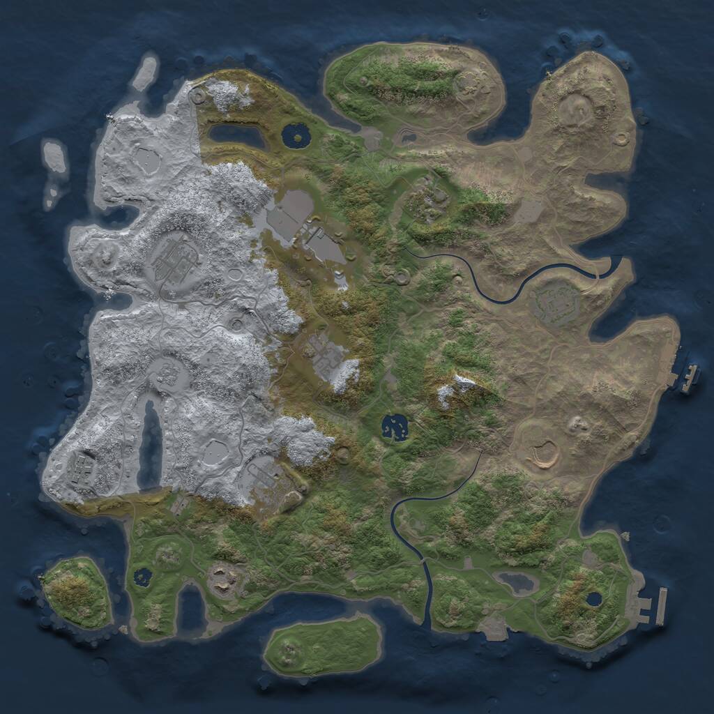 Rust Map: Procedural Map, Size: 3850, Seed: 35010021, 16 Monuments