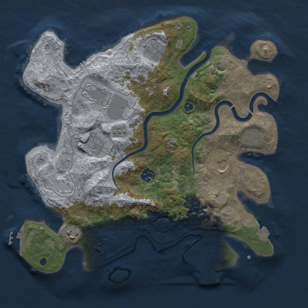 Rust Map: Procedural Map, Size: 3500, Seed: 301565017, 14 Monuments