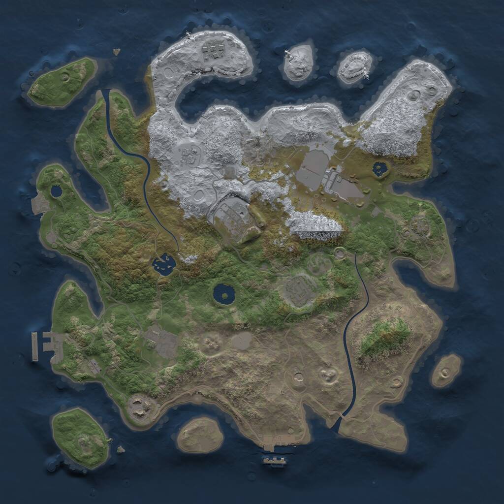 Rust Map: Procedural Map, Size: 3500, Seed: 68162091, 13 Monuments