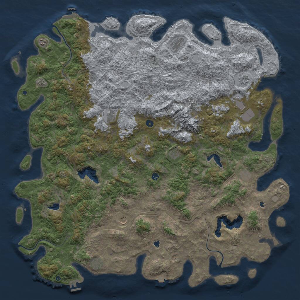 Rust Map: Procedural Map, Size: 6000, Seed: 2708, 17 Monuments