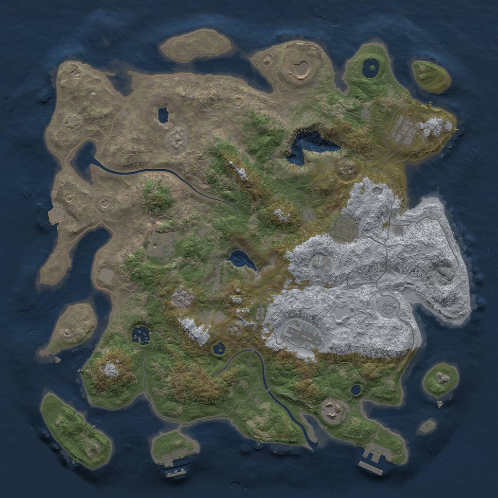 Rust Map: Procedural Map, Size: 4000, Seed: 1101079470, 14 Monuments