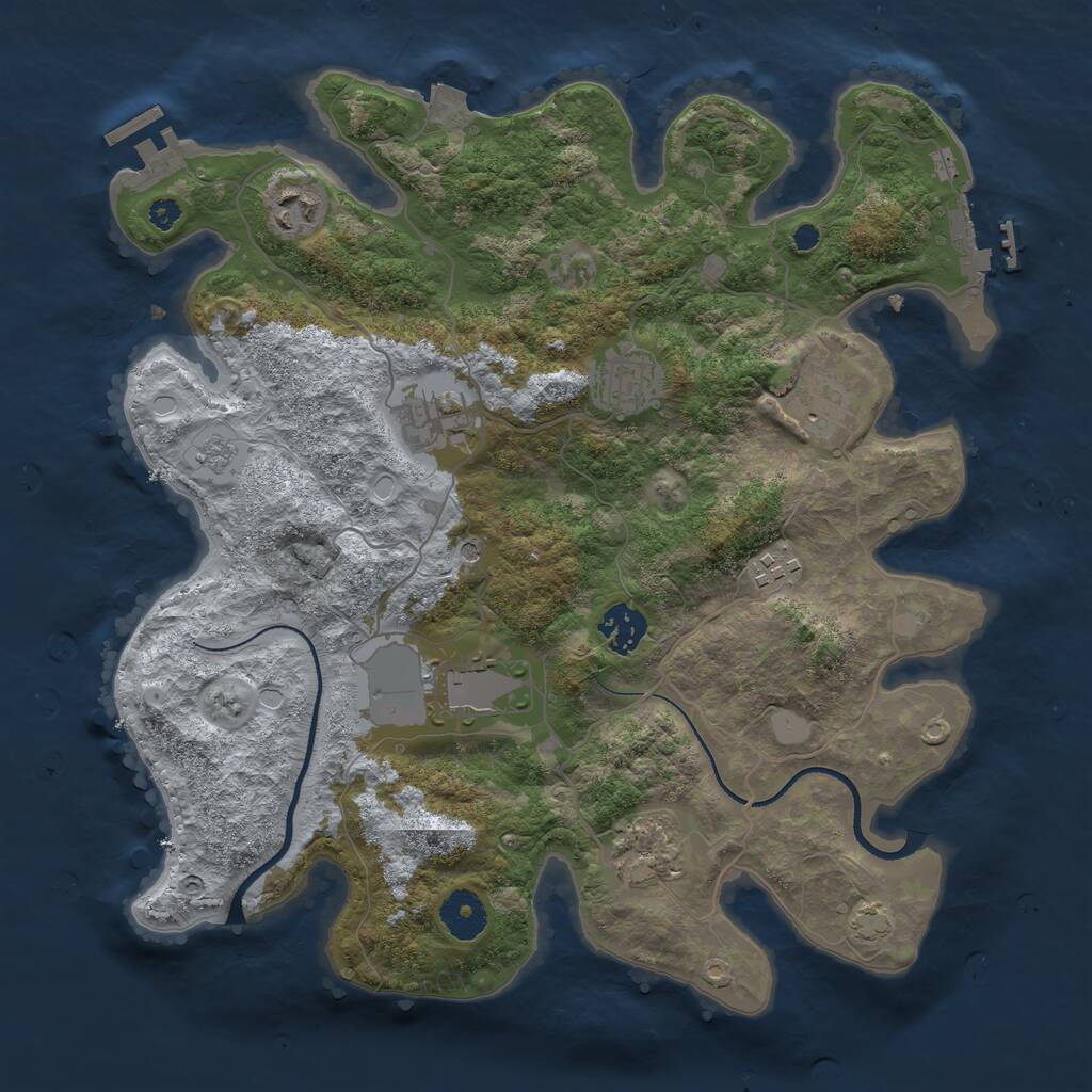 Rust Map: Procedural Map, Size: 3500, Seed: 235768, 14 Monuments