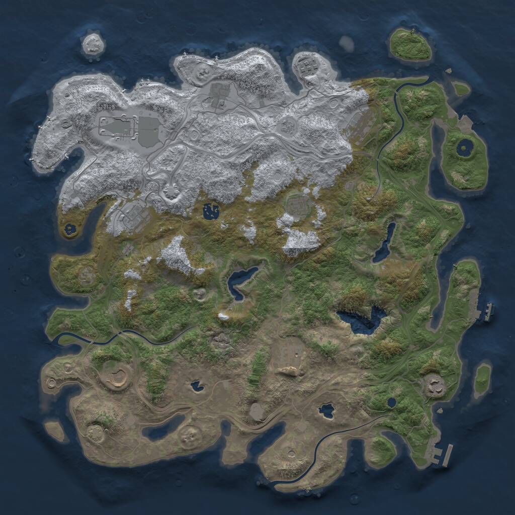 Rust Map: Procedural Map, Size: 4500, Seed: 27196, 16 Monuments