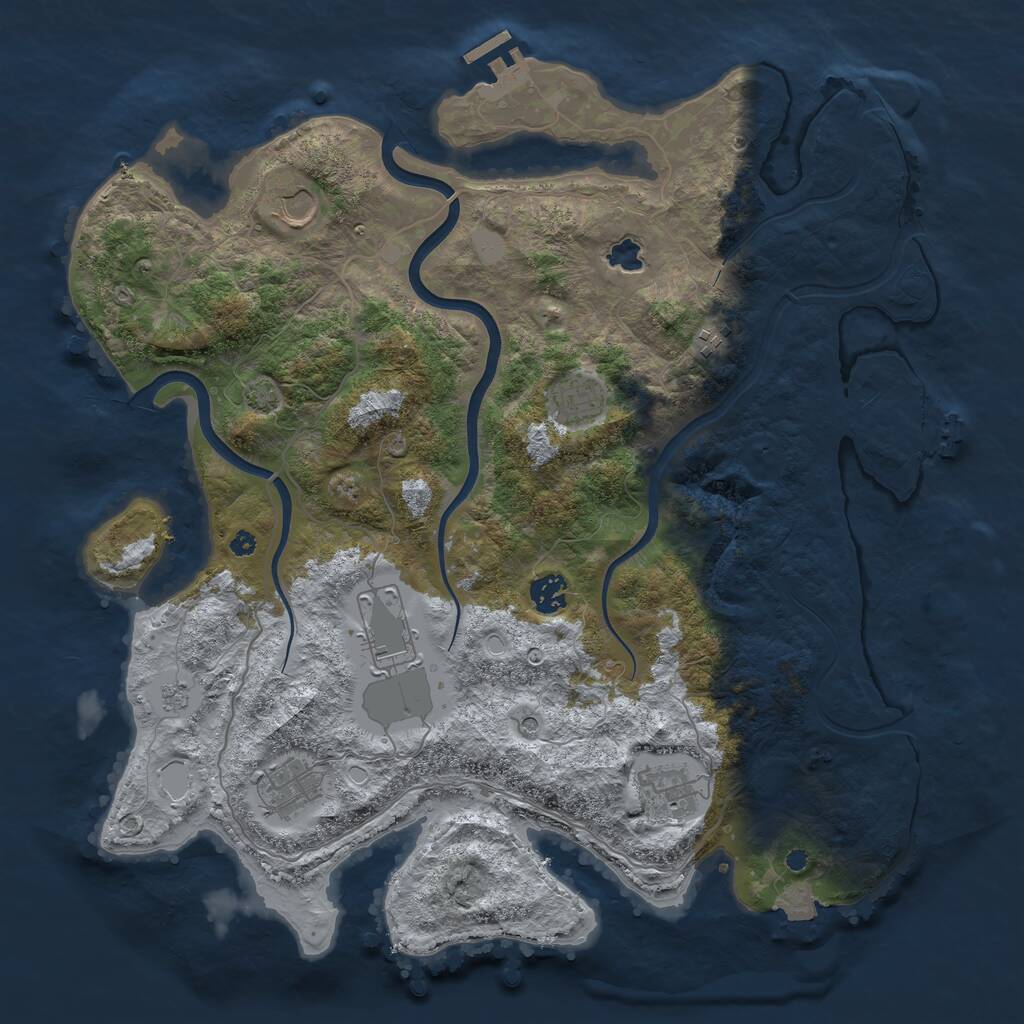 Rust Map: Procedural Map, Size: 4000, Seed: 114899625, 13 Monuments