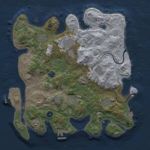 Thumbnail Rust Map: Procedural Map, Size: 3653, Seed: 6666668, 16 Monuments