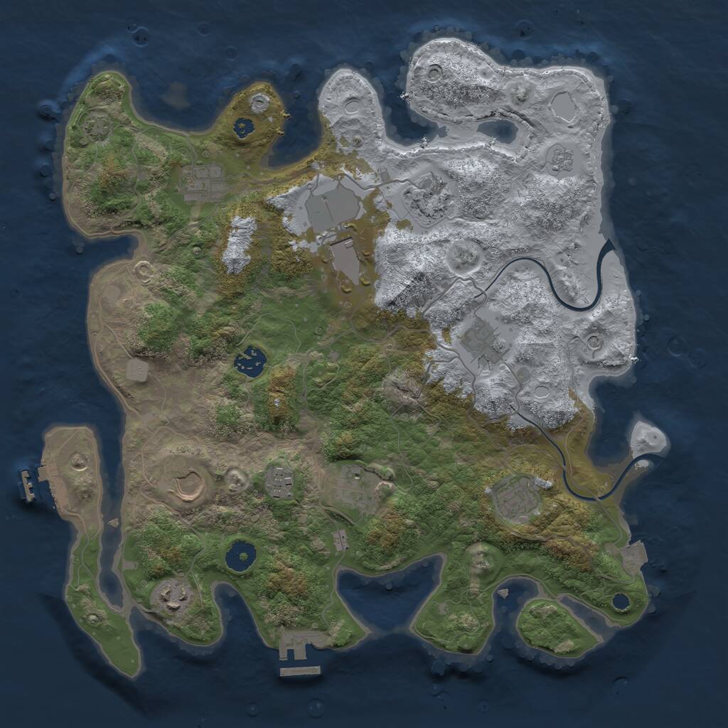 Rust Map: Procedural Map, Size: 3653, Seed: 6666668, 16 Monuments