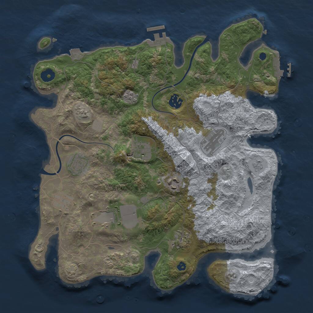 Rust Map: Procedural Map, Size: 3500, Seed: 1513519862, 14 Monuments