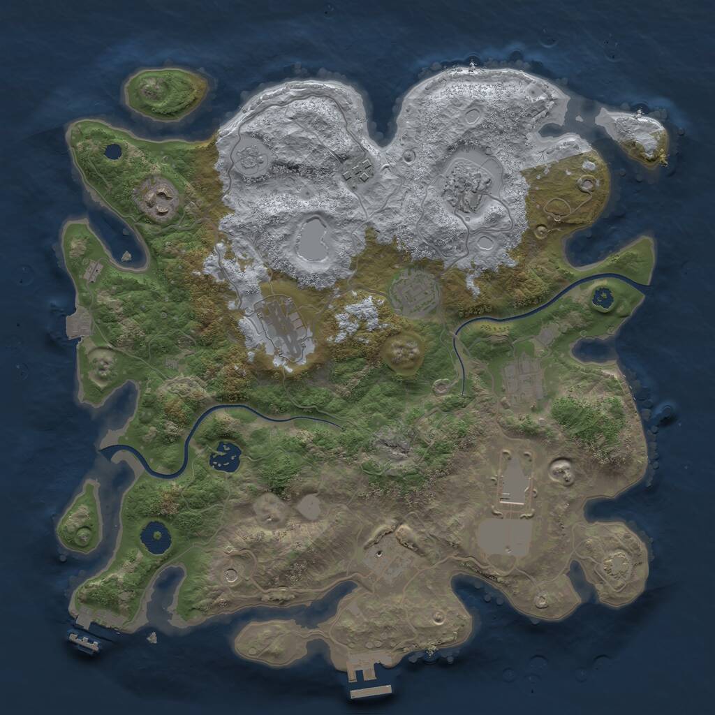 Rust Map: Procedural Map, Size: 3500, Seed: 1089404238, 15 Monuments