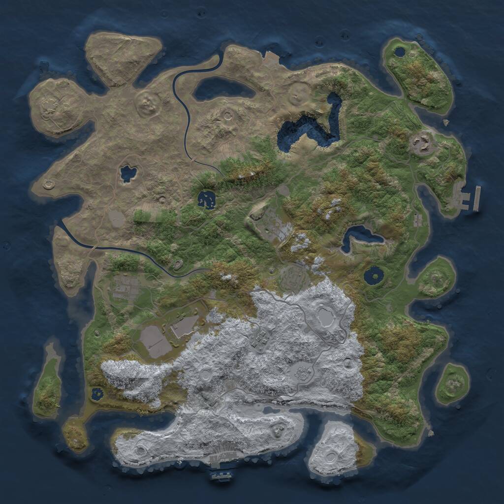 Rust Map: Procedural Map, Size: 4000, Seed: 36916, 13 Monuments