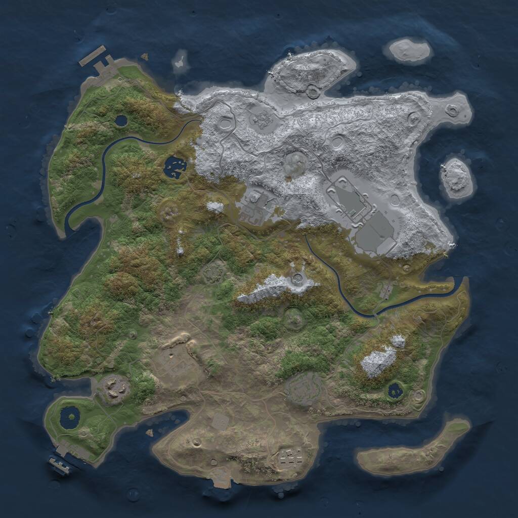 Rust Map: Procedural Map, Size: 3500, Seed: 340274919, 13 Monuments