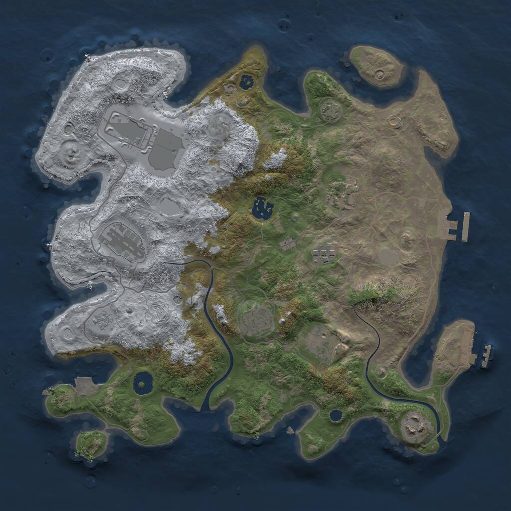 Rust Map: Procedural Map, Size: 3500, Seed: 1825390743, 14 Monuments
