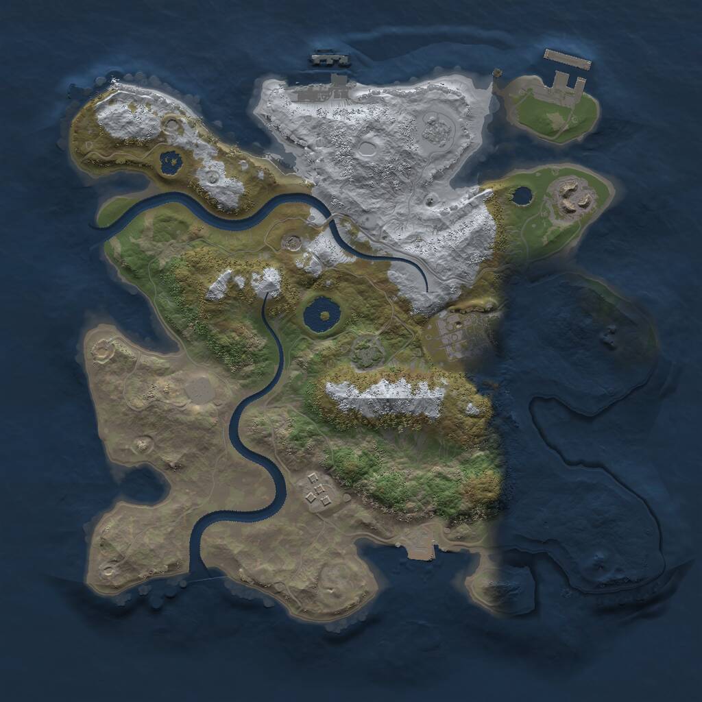Rust Map: Procedural Map, Size: 3000, Seed: 491813353, 9 Monuments