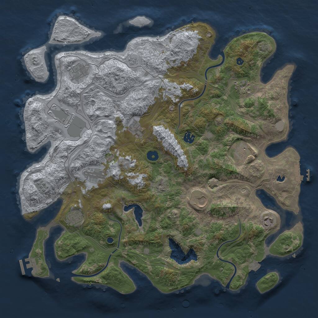 Rust Map: Procedural Map, Size: 4250, Seed: 605059515, 17 Monuments