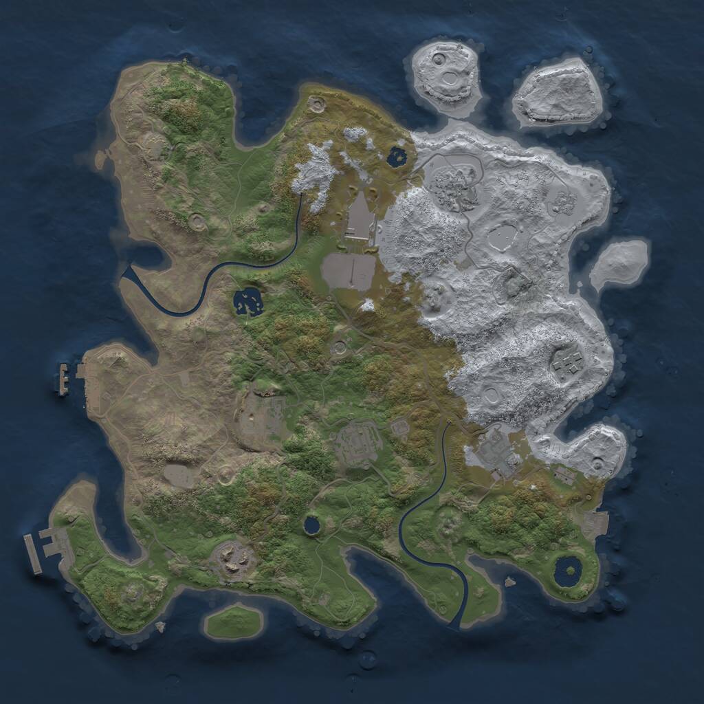 Rust Map: Procedural Map, Size: 3500, Seed: 1102547154, 14 Monuments