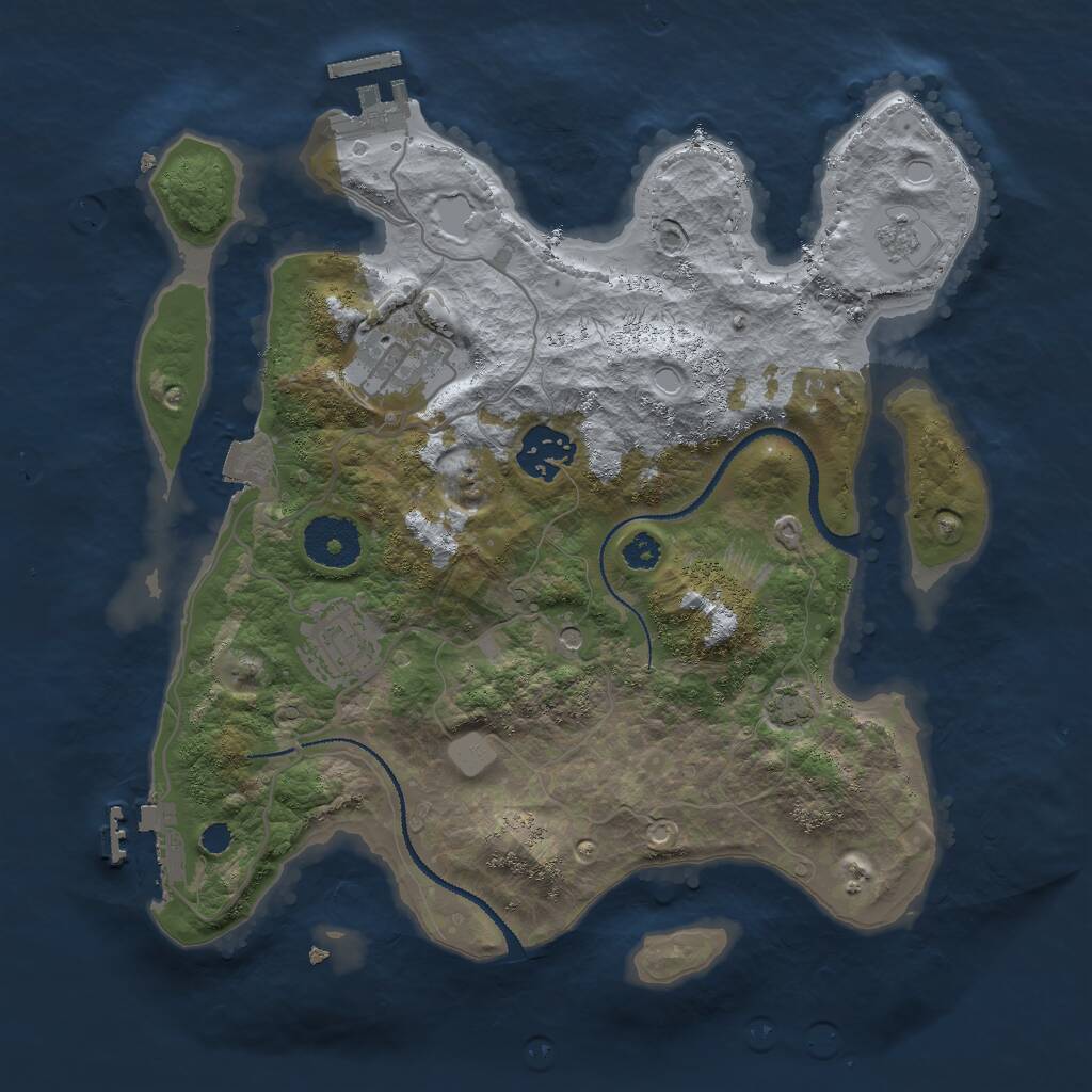 Rust Map: Procedural Map, Size: 3000, Seed: 98445, 9 Monuments