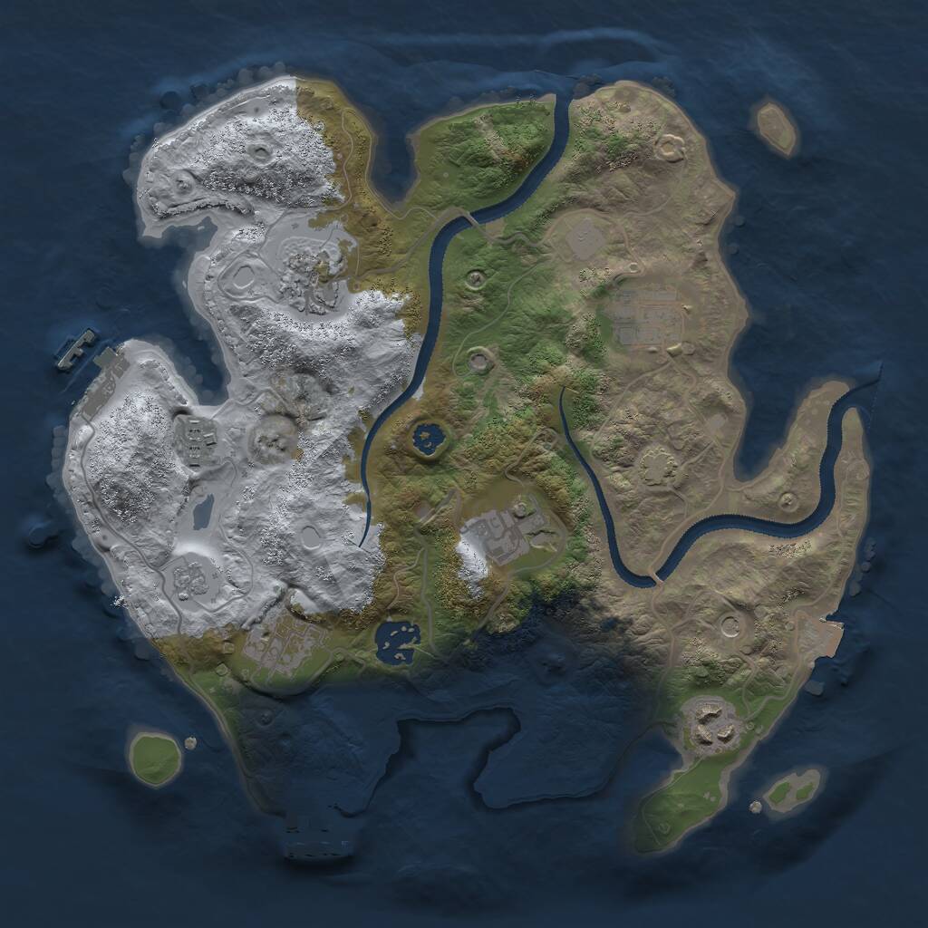 Rust Map: Procedural Map, Size: 3000, Seed: 87253, 13 Monuments