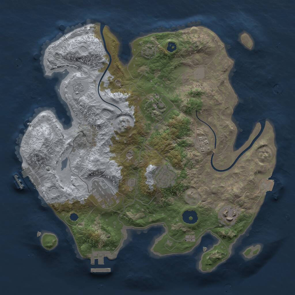 Rust Map: Procedural Map, Size: 3000, Seed: 87253, 11 Monuments