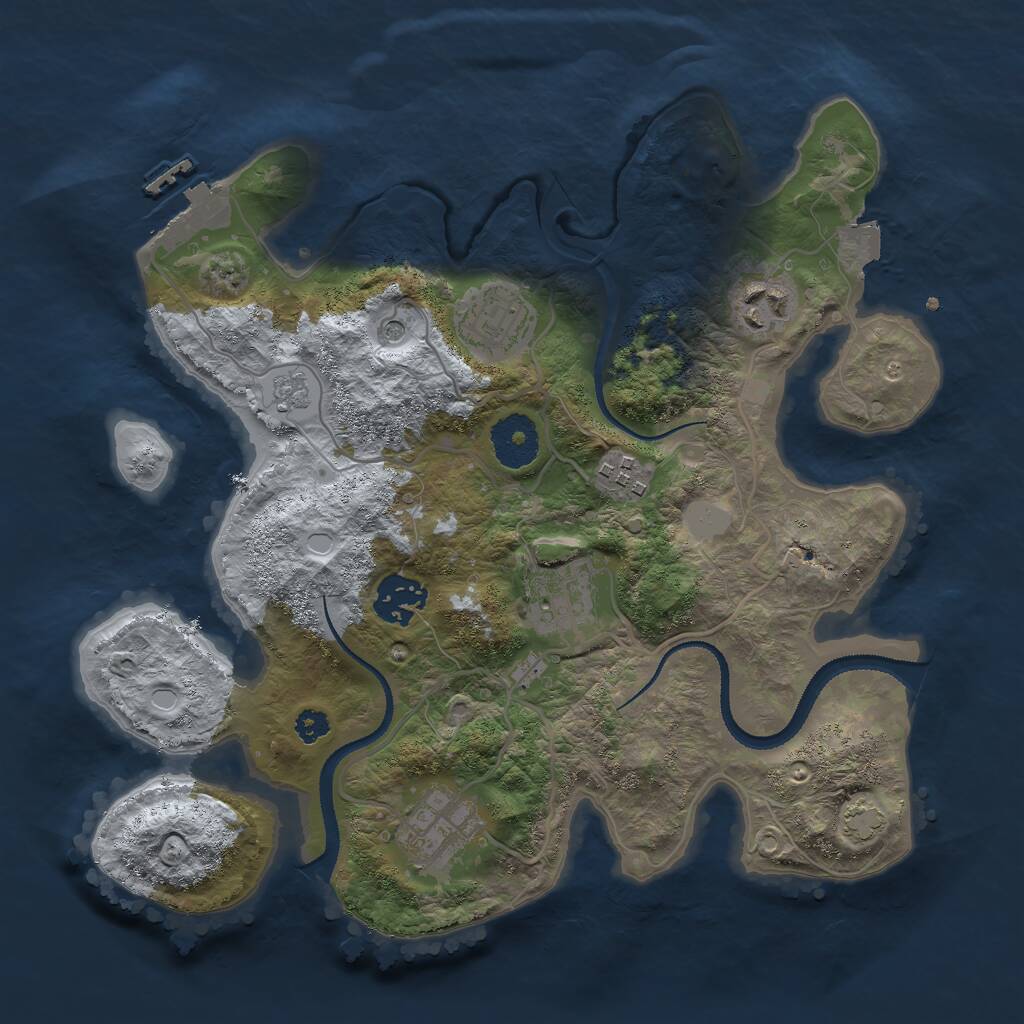Rust Map: Procedural Map, Size: 3050, Seed: 12345, 11 Monuments