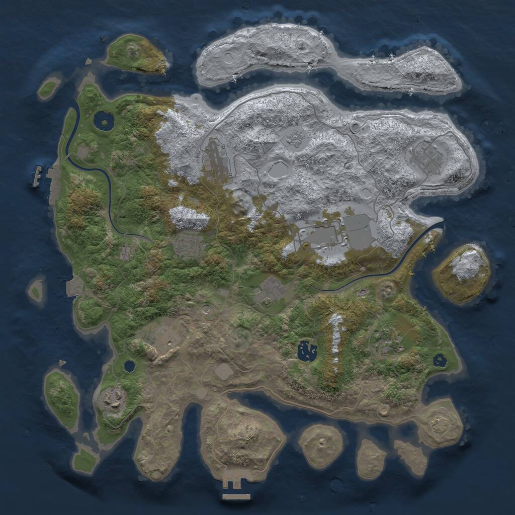 Rust Map: Procedural Map, Size: 3750, Seed: 2019733312, 15 Monuments