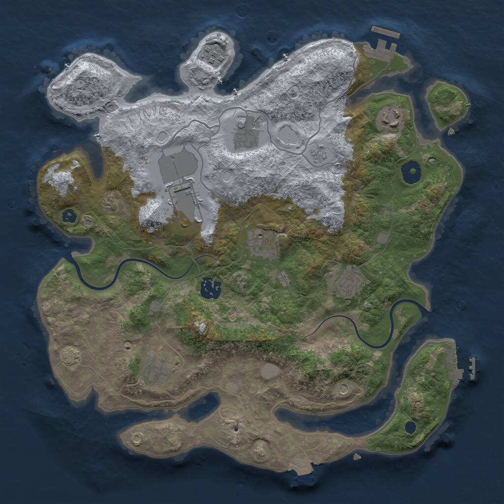 Rust Map: Procedural Map, Size: 3500, Seed: 1331272203, 14 Monuments