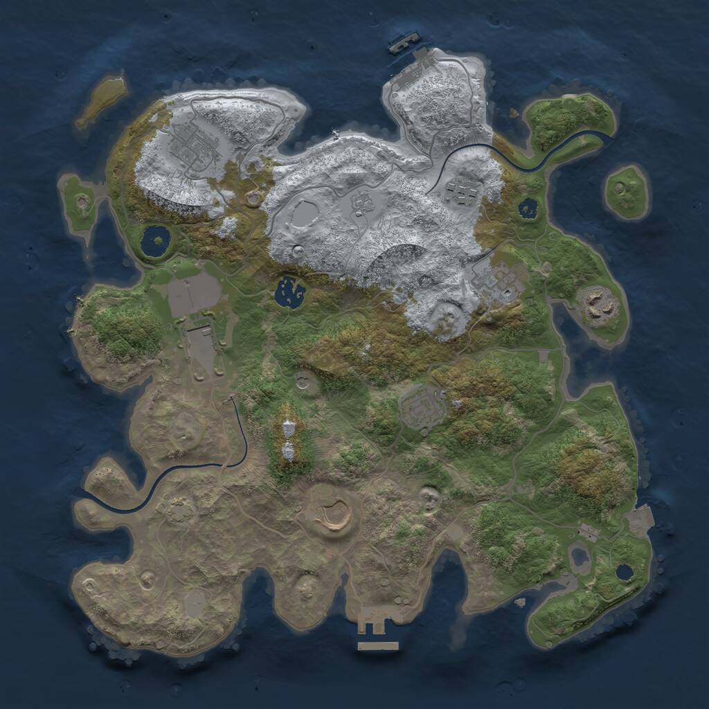 Rust Map: Procedural Map, Size: 3500, Seed: 1268914899, 14 Monuments