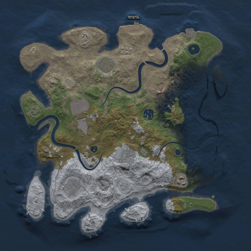 Rust Map: Procedural Map, Size: 3500, Seed: 357040139, 14 Monuments