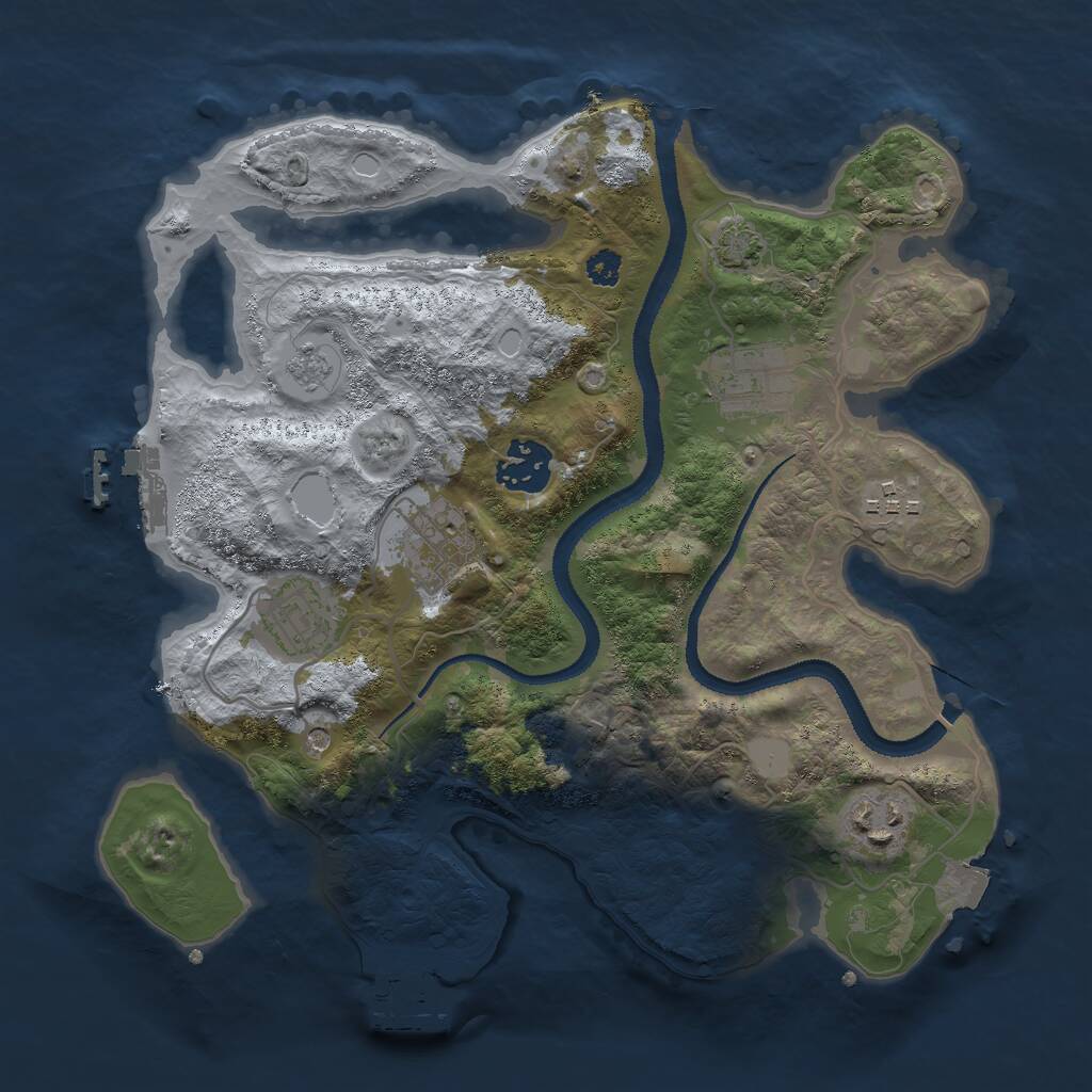 Rust Map: Procedural Map, Size: 3000, Seed: 791848310, 12 Monuments