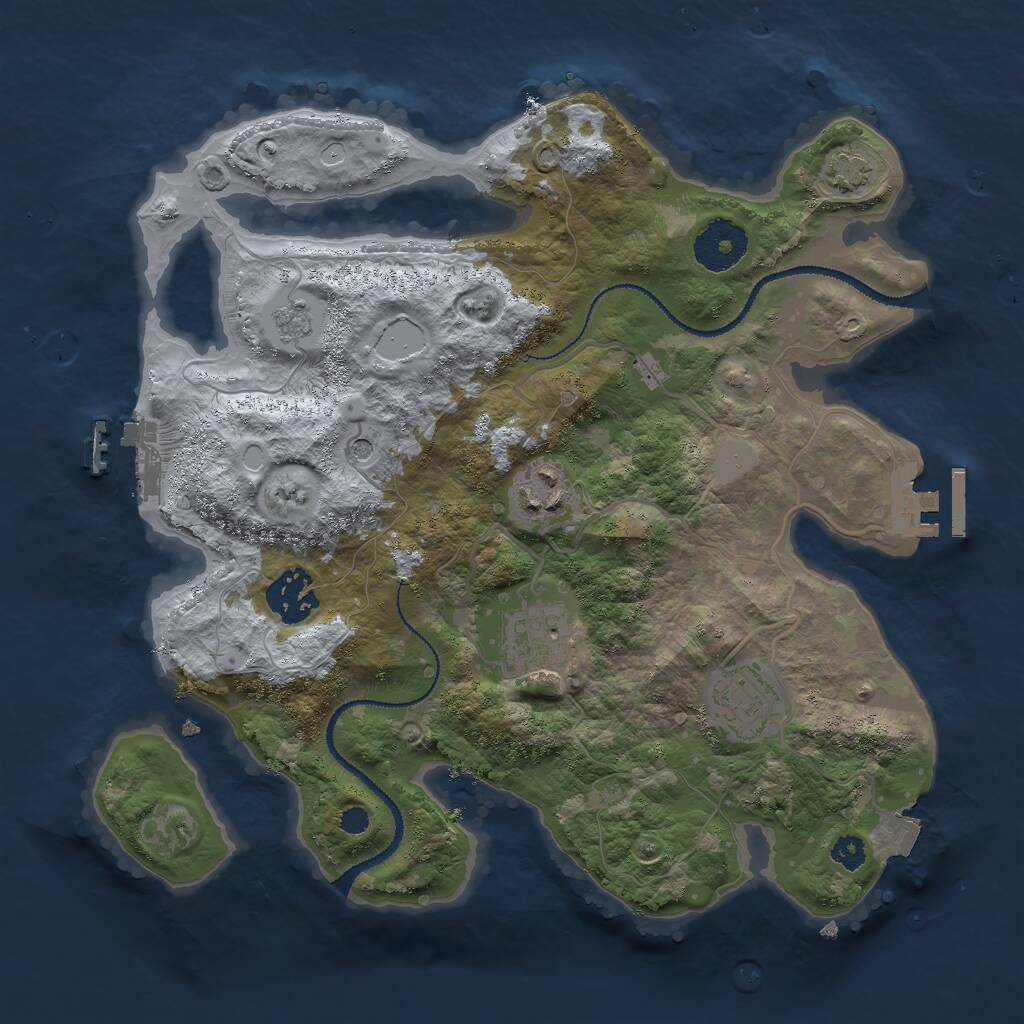 Rust Map: Procedural Map, Size: 3000, Seed: 791848310, 10 Monuments