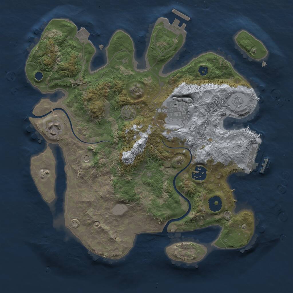 Rust Map: Procedural Map, Size: 3000, Seed: 3745687, 9 Monuments