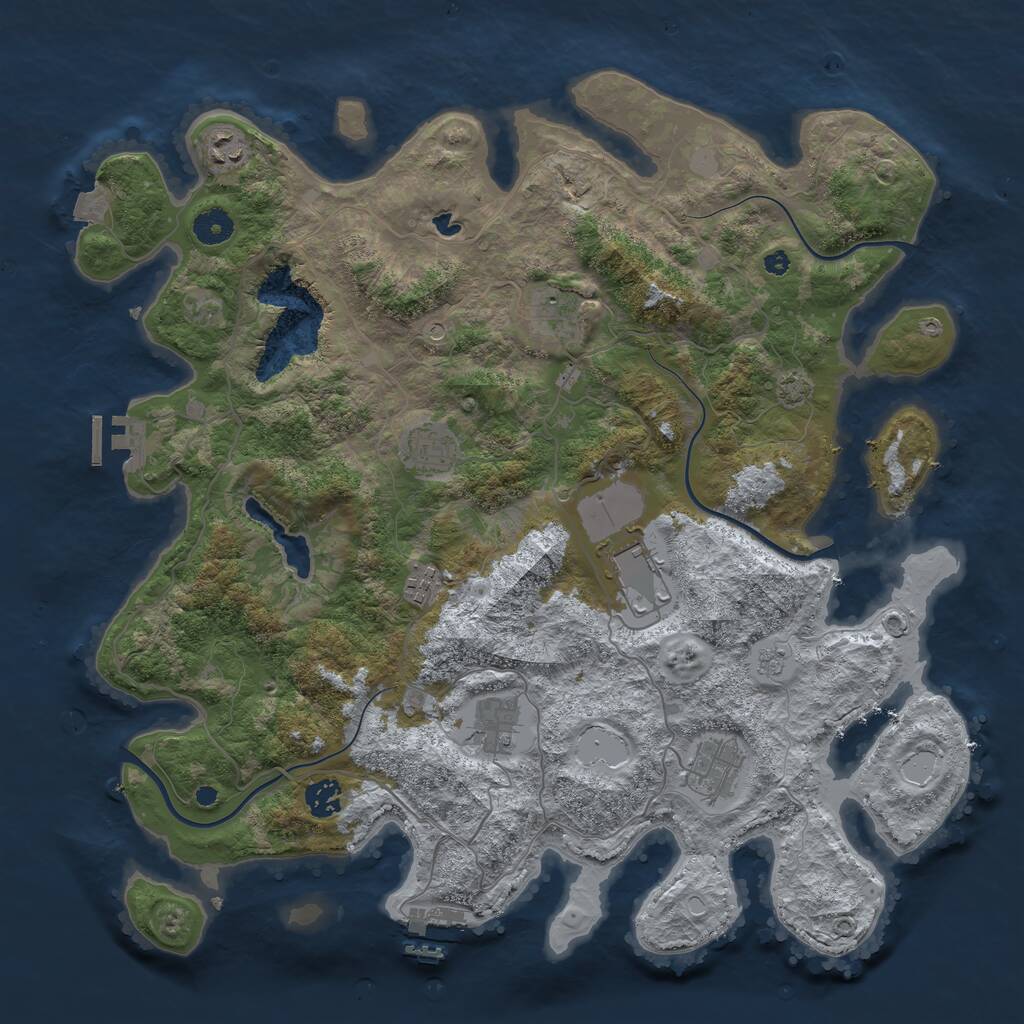 Rust Map: Procedural Map, Size: 4077, Seed: 9, 14 Monuments