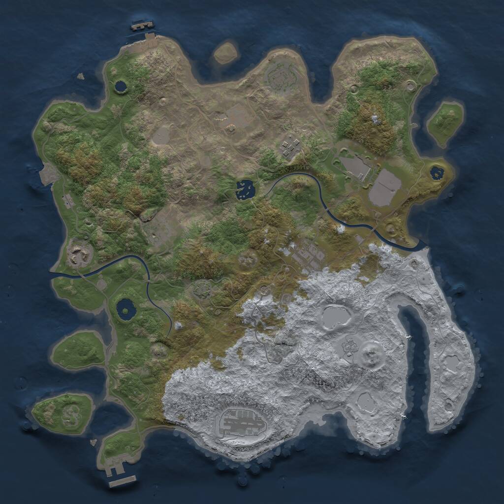 Rust Map: Procedural Map, Size: 3700, Seed: 976119579, 15 Monuments