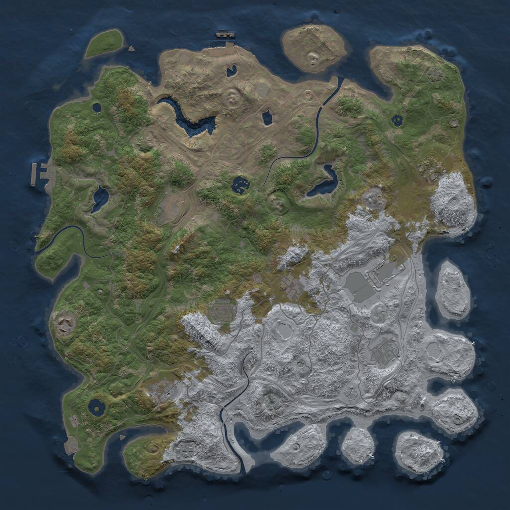 Rust Map: Procedural Map, Size: 4500, Seed: 707344495, 16 Monuments