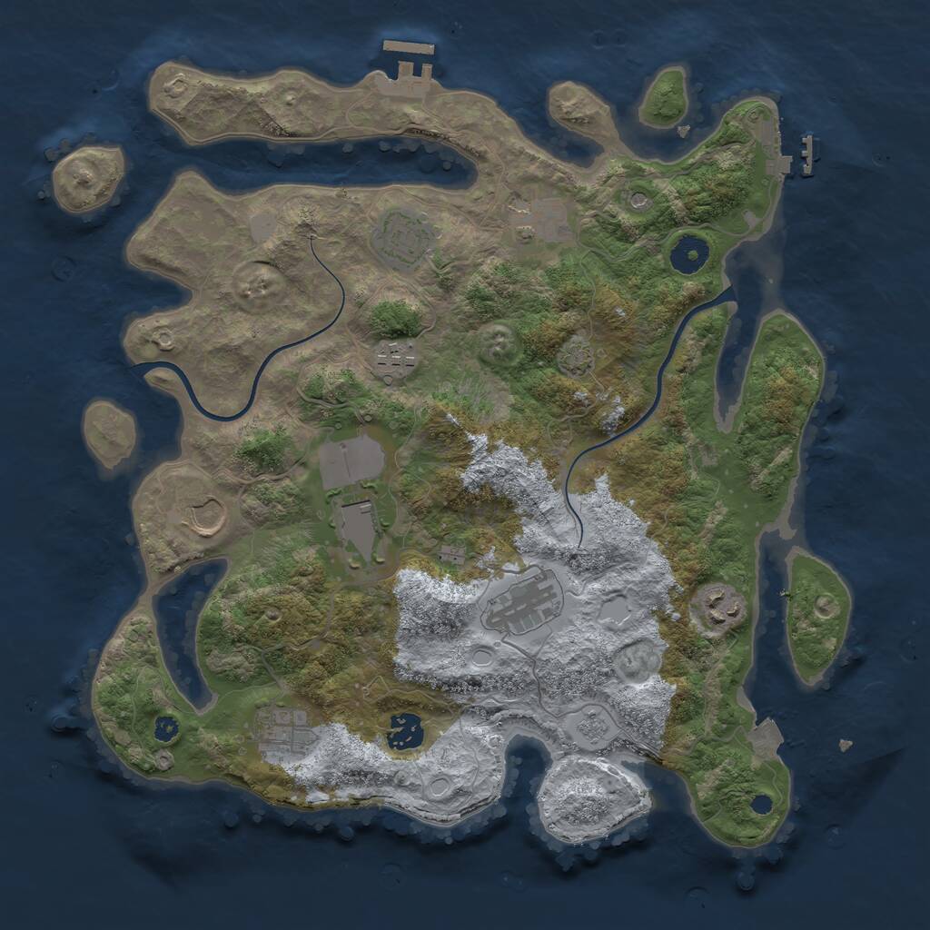 Rust Map: Procedural Map, Size: 3700, Seed: 580400, 15 Monuments