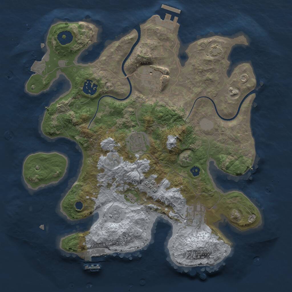 Rust Map: Procedural Map, Size: 3000, Seed: 807047099, 10 Monuments