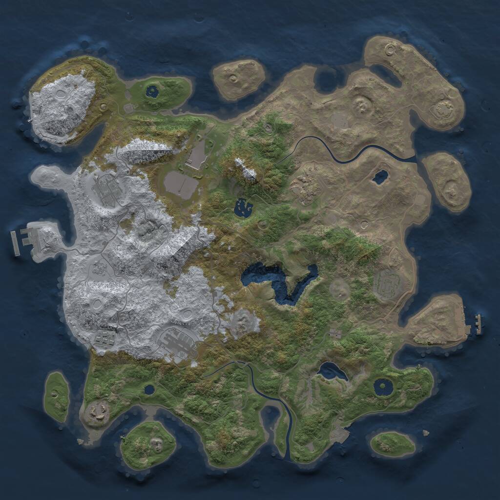 Rust Map: Procedural Map, Size: 4000, Seed: 615620693, 14 Monuments