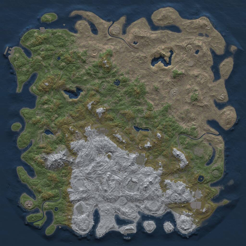 Rust Map: Procedural Map, Size: 6000, Seed: 1064949596, 17 Monuments