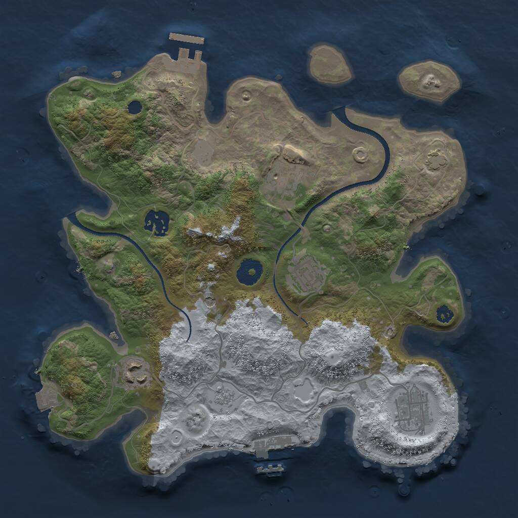 Rust Map: Procedural Map, Size: 3000, Seed: 1716525054, 11 Monuments