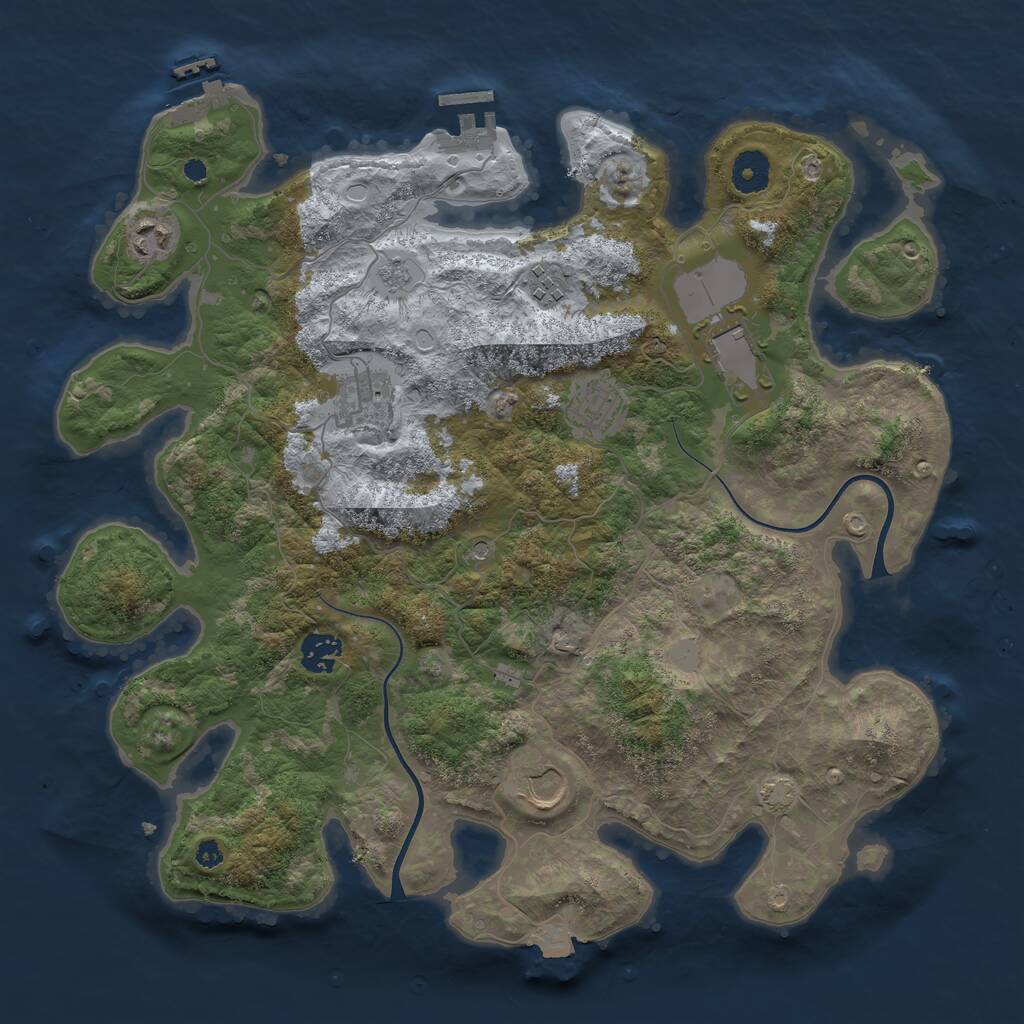 Rust Map: Procedural Map, Size: 3750, Seed: 1143573871, 13 Monuments
